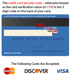 CVV Instructions: CVV is the 3 or 4 digits on the reverse side of your card